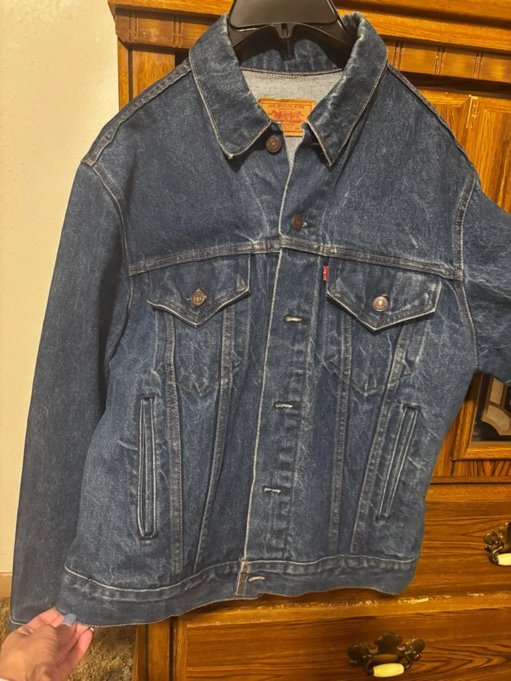 Vintage 90s Levi's Indigo Blue Men's Denim Trucker Jacket - Picture 7 of 8